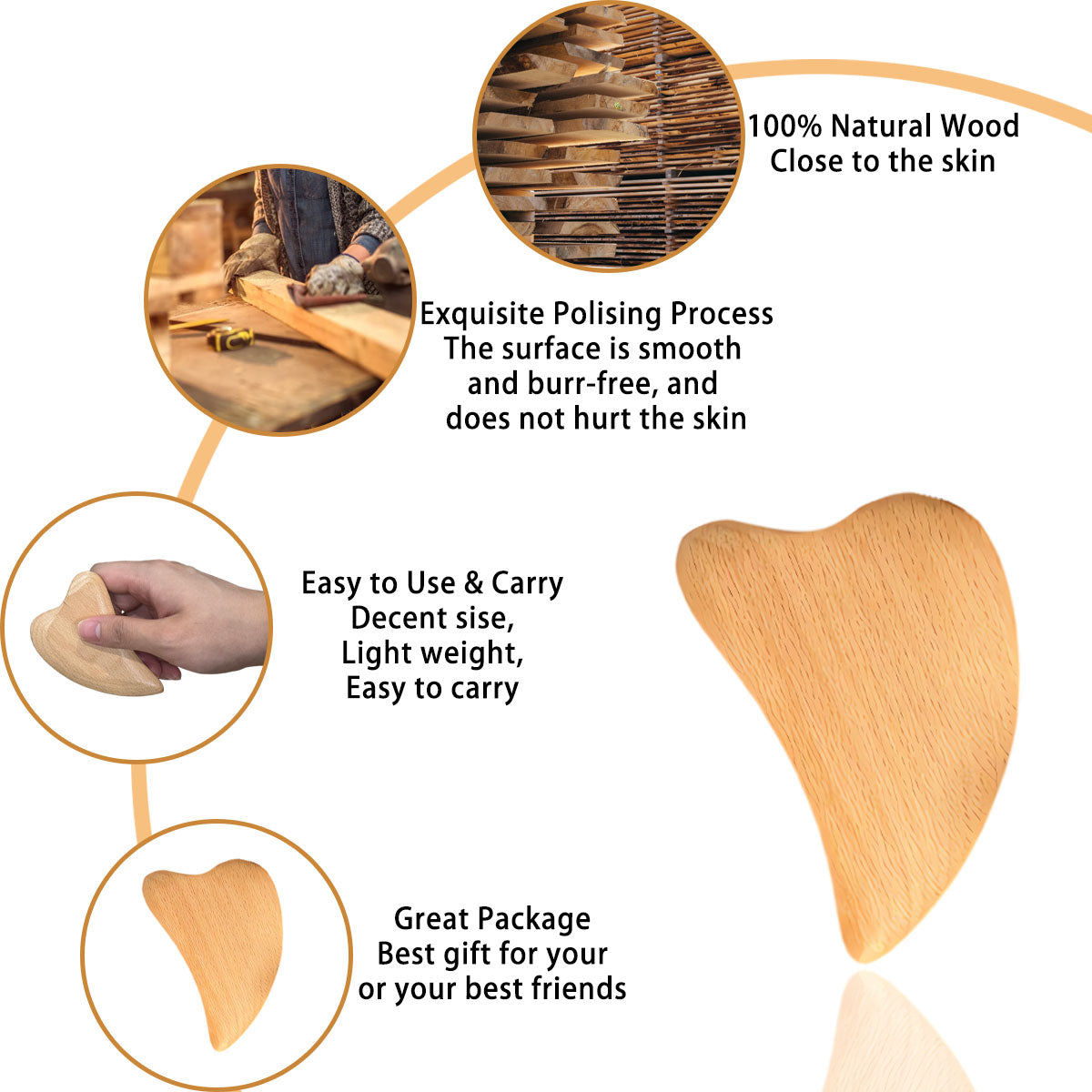 Wooden Heart-shaped Gua Sha Tool