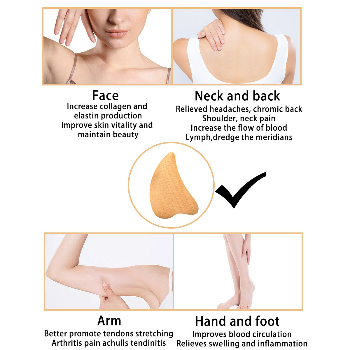 Wooden Heart-shaped Gua Sha Tool