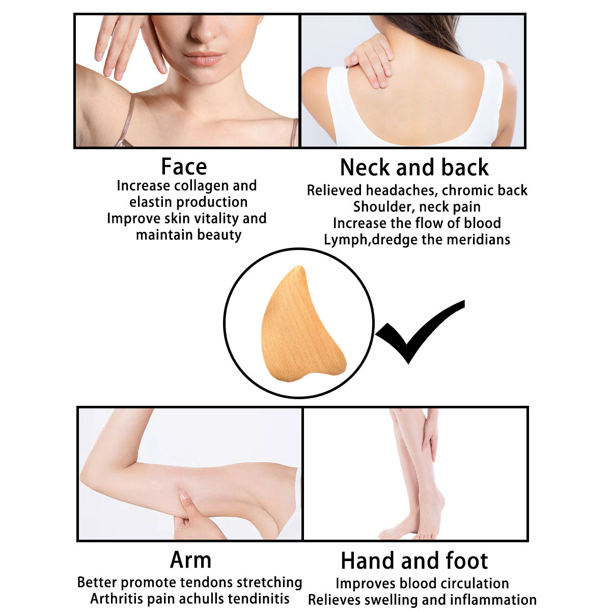 Wooden Heart-shaped Gua Sha Tool